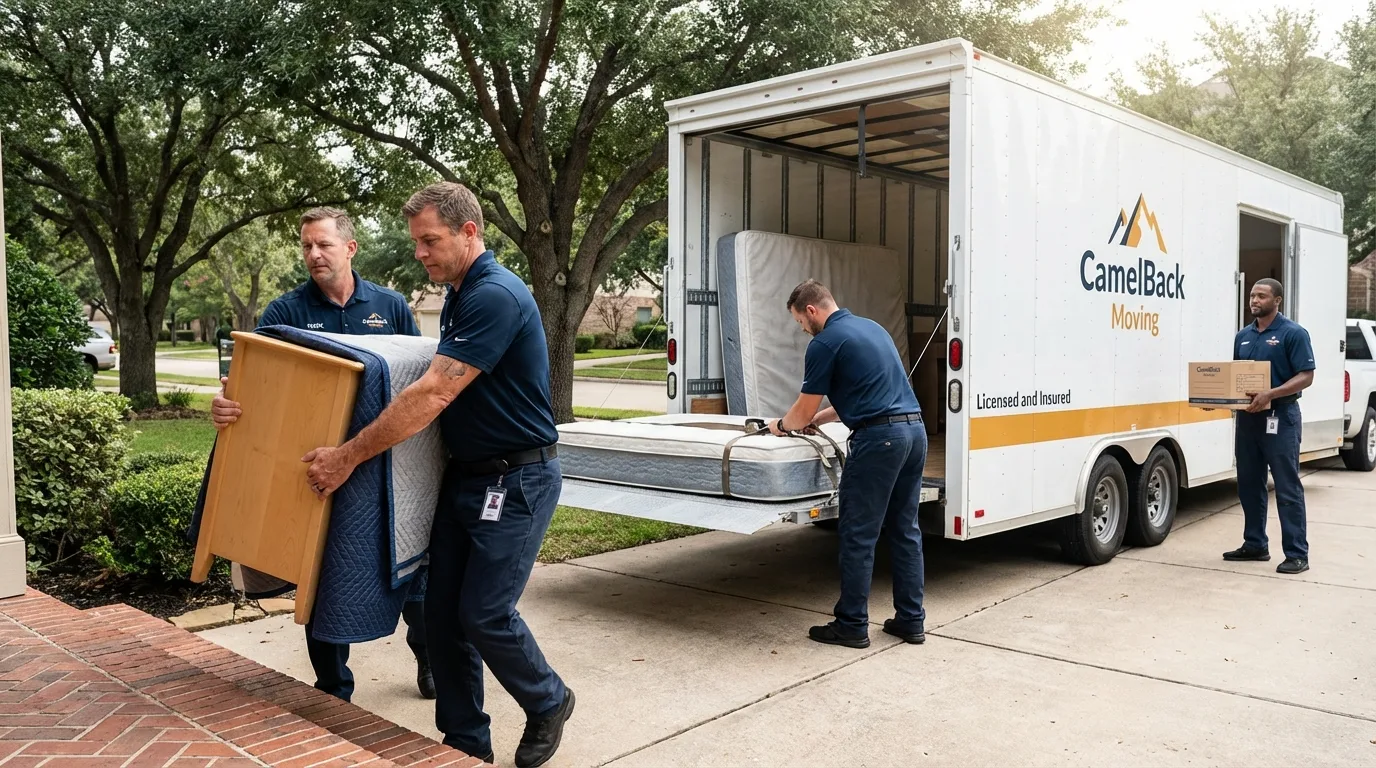 Crew loading residential truck for cross-state move from Madison, NJ