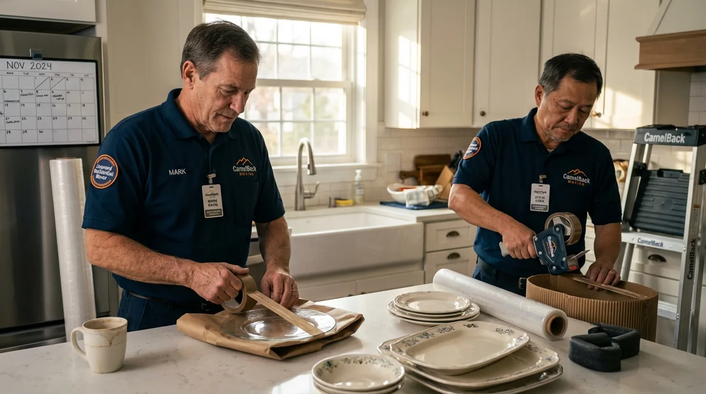 Professional crew packing kitchen dishware in Madison, NJ